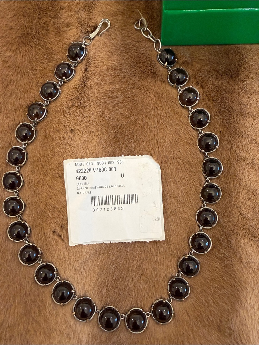 Bottega Veneta Black Bead Necklace with Silver and Gold